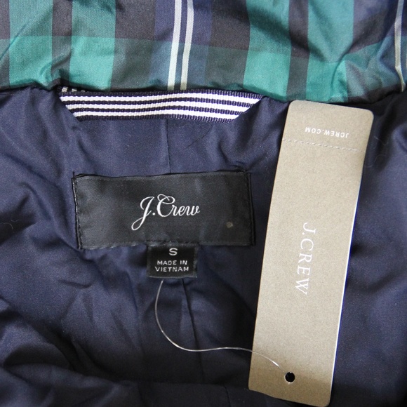 J Crew Plaid Jacket NEW Women Puffer Coat Small Tartan green blue - Picture 5 of 9